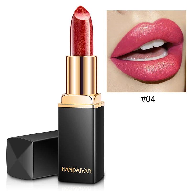 Black tube gold shiny lipstick, pearl moisturizing lipstick 9 colors available