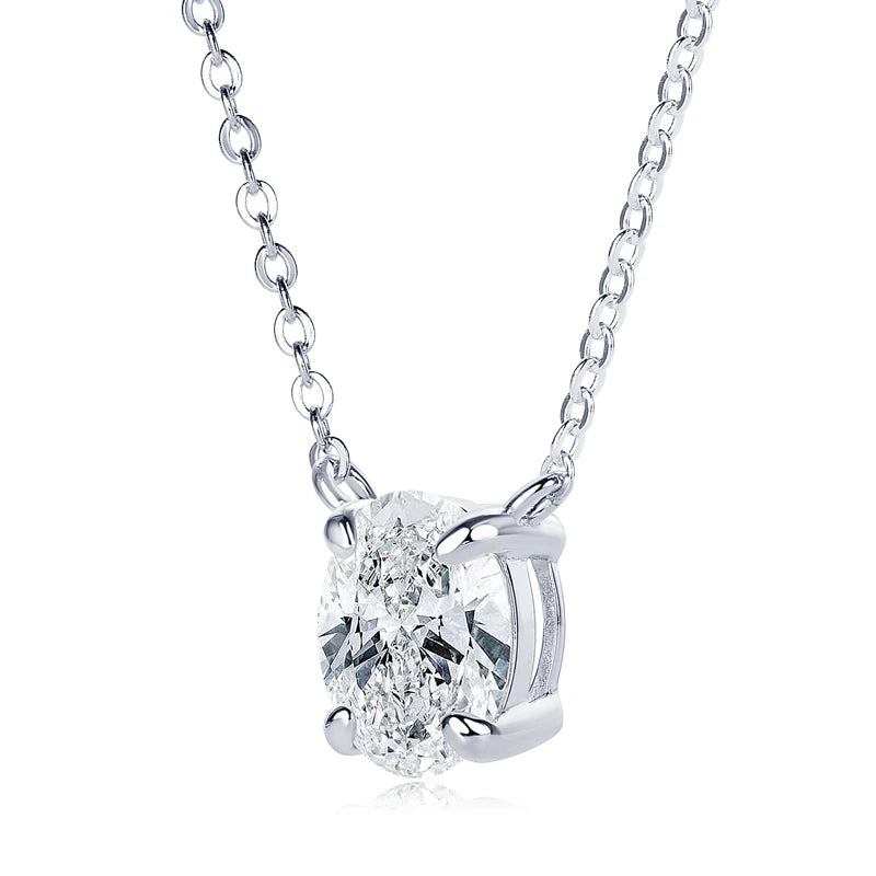 Lnngy 2024 Trend Oval Cut Moissanite Necklace For Women 925 Sterling Silver Pendant Necklace Exquisite Anniversary Brithday Gift