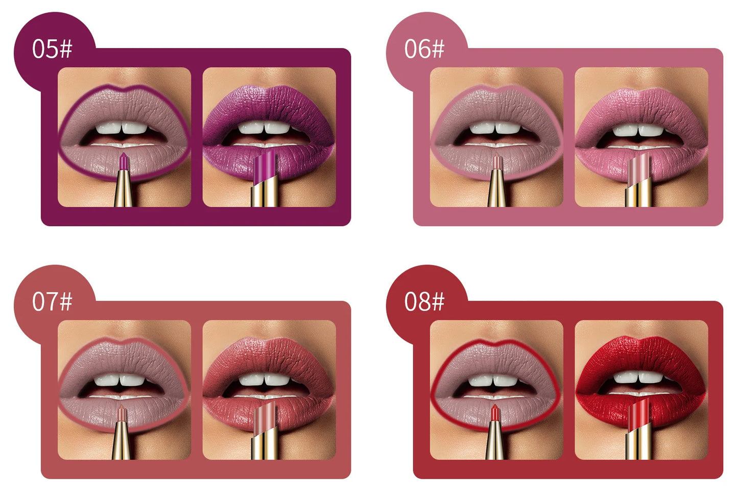 2 IN 1 Lip Liner Waterproof Nude Matte Lipstick Pencil Sexy Red Long Lasting Double Ended Lipliner Makeup Cosmetics For Women