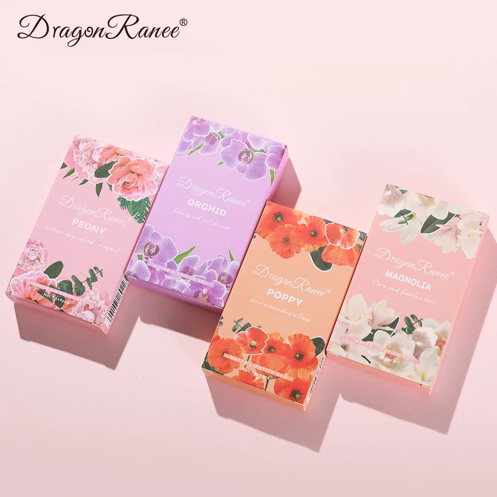 Dragon Ranee 4pcs/Set Cigarette Lipstick Matte Matte Lipstick Eat Earth Pumpkin Dirty Orange Chilli Red