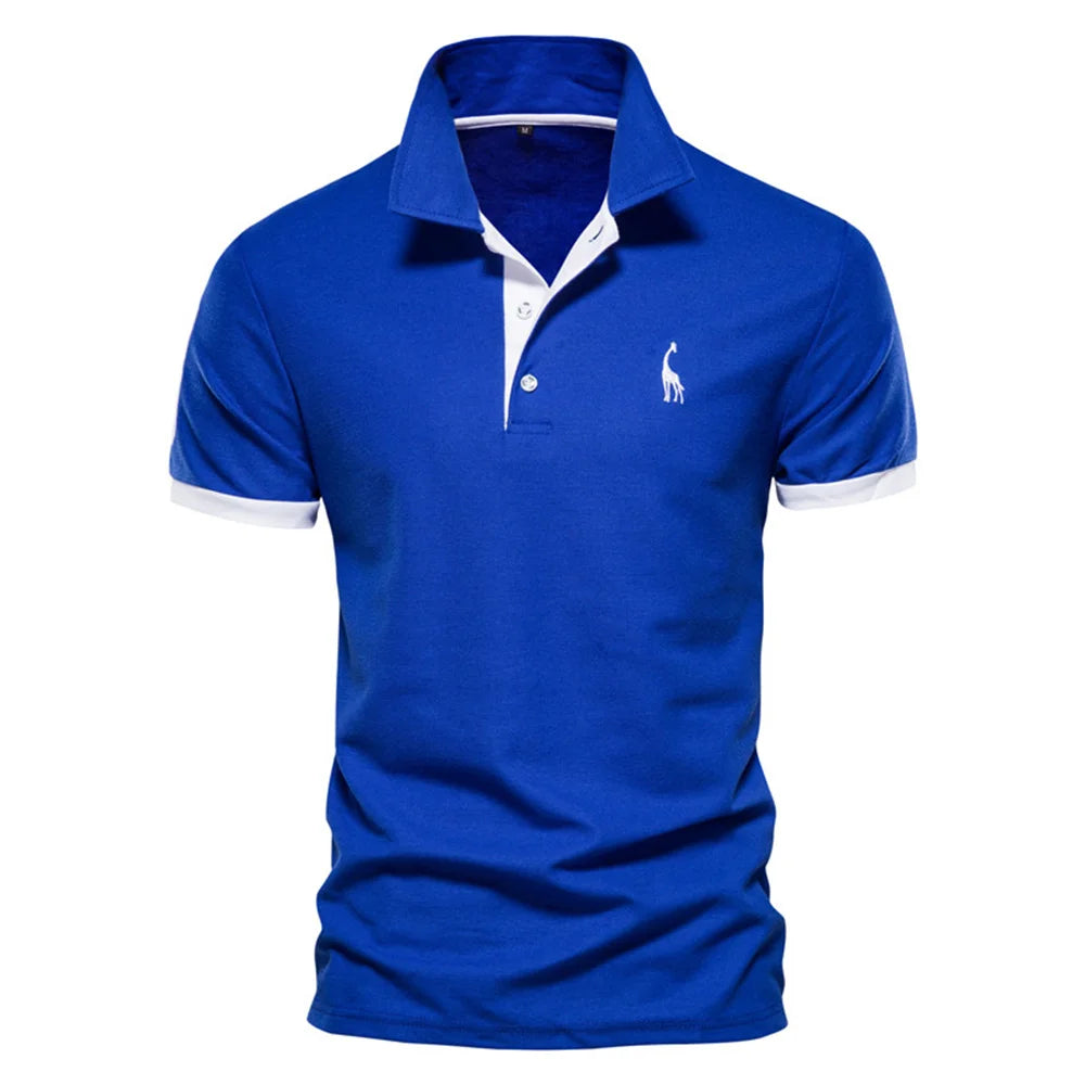 Polo style Giraffe Shirt Men Quality Embroidery Summer Short Sleeve Polo Casual Business Social Mens Polos BR Size