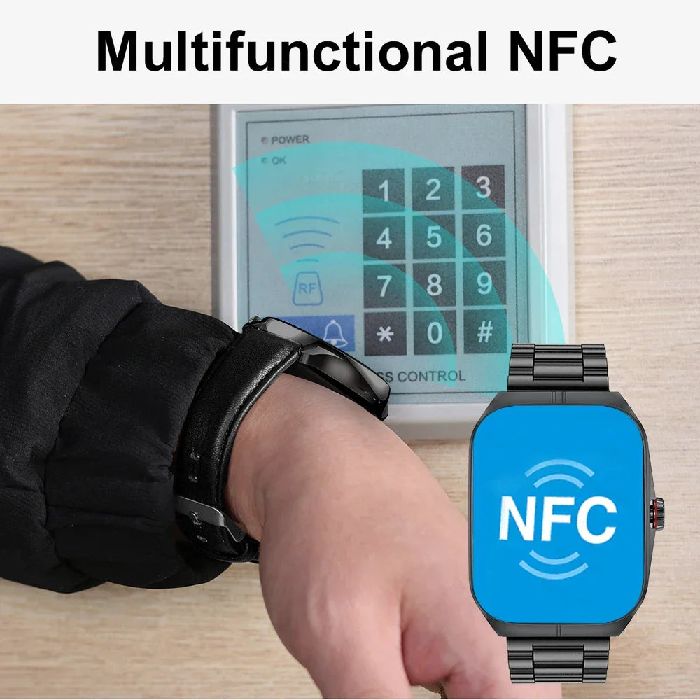 Smartwatch Men Women NFC AMOLED Screen Always Show Time Clock Bluetooth Call IP68 Waterproof Smart Watch Sport Fitness Bracelet