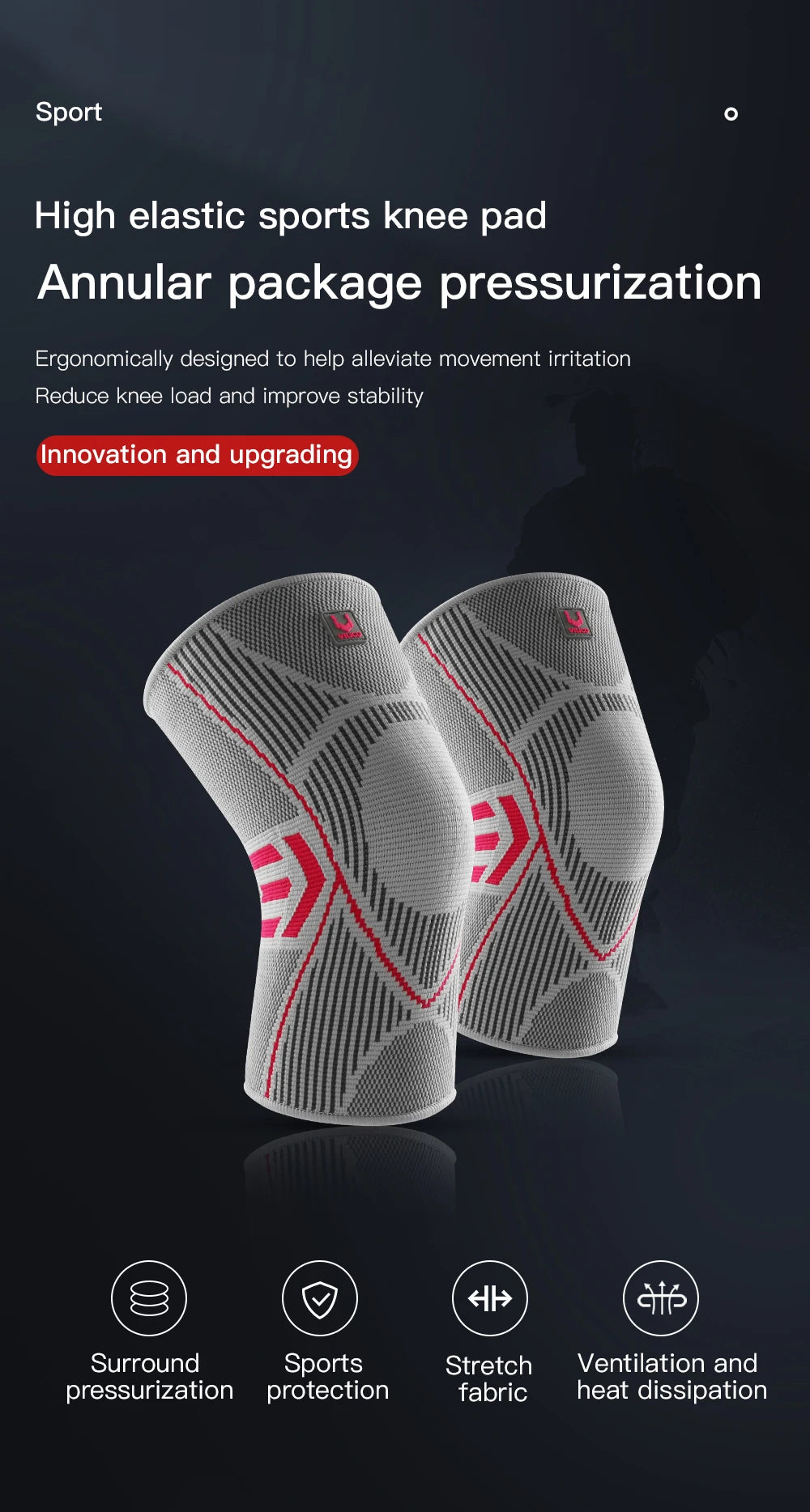Professional Knee Support Compression Knee Sleeve Anti Slip Silicone Knee Braces for Knee Pain Meniscus Tear