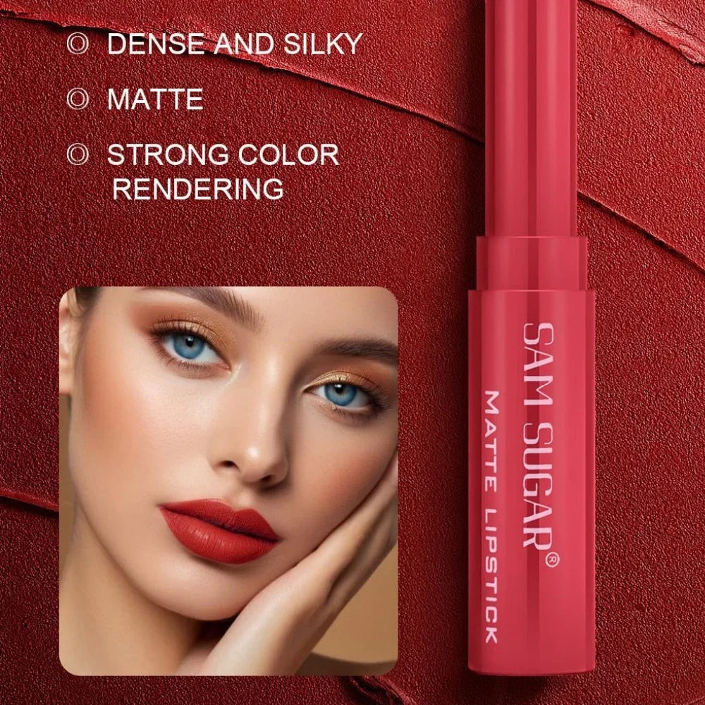 SAM SUGAR 6pcs Velvety Matte Lipstick Set Long-Lasting Waterproof Easy-to-Color Lip Balm Makeup Collection of 6 Shades
