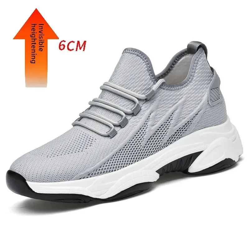 Invisible Heightening 8CM Men's Running Shoes Low Heel Soft Bottom Casual Sports Shoes Breathable Mesh Inner Lining EVA Insole
