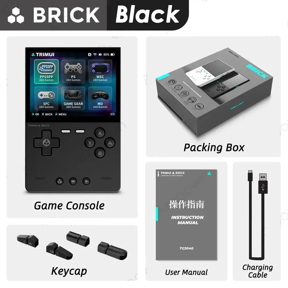 EAEY for TRIMUI BRICK Handheld Game Console 3.2'' IPS Screen A133P Linux System Trimui UI Metal Back Panel Key LED Lighting