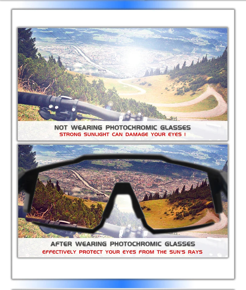 KAPVOE New Photochromic Cycling Glasses Men MTB Cycling Sunglasses Women Road Bicycle Glasses UV400 Outdoor Bicycle Sunglasses