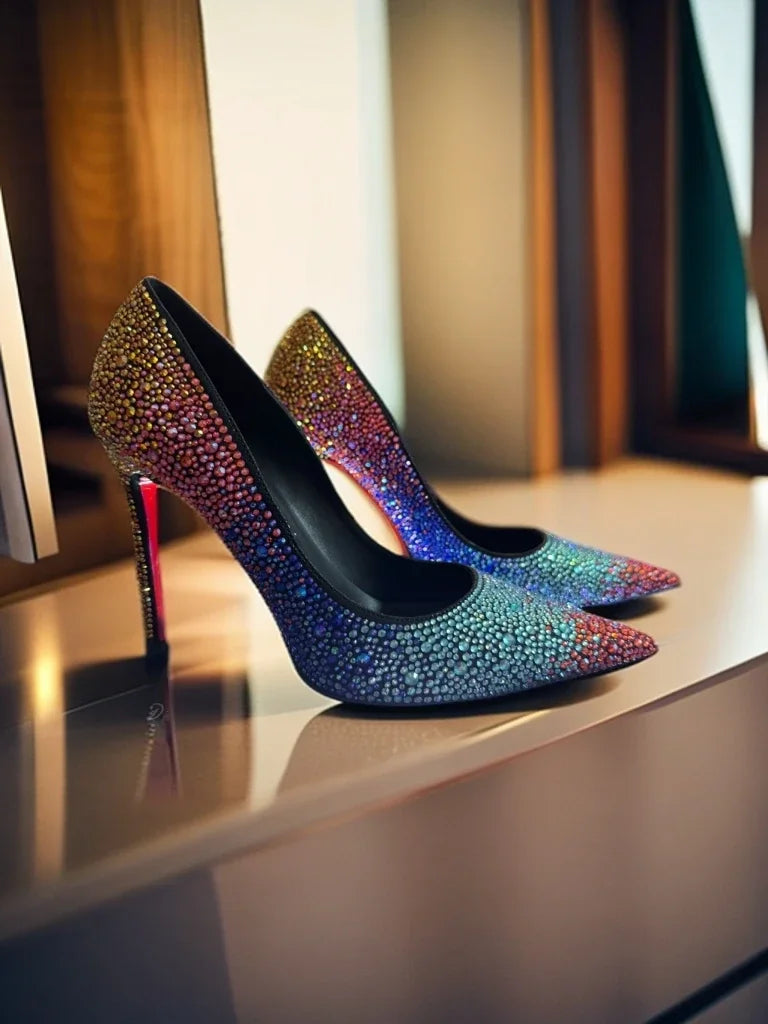Full Diamond High Heel Pumps – Bling Rhinestone Stiletto Wedding Shoes