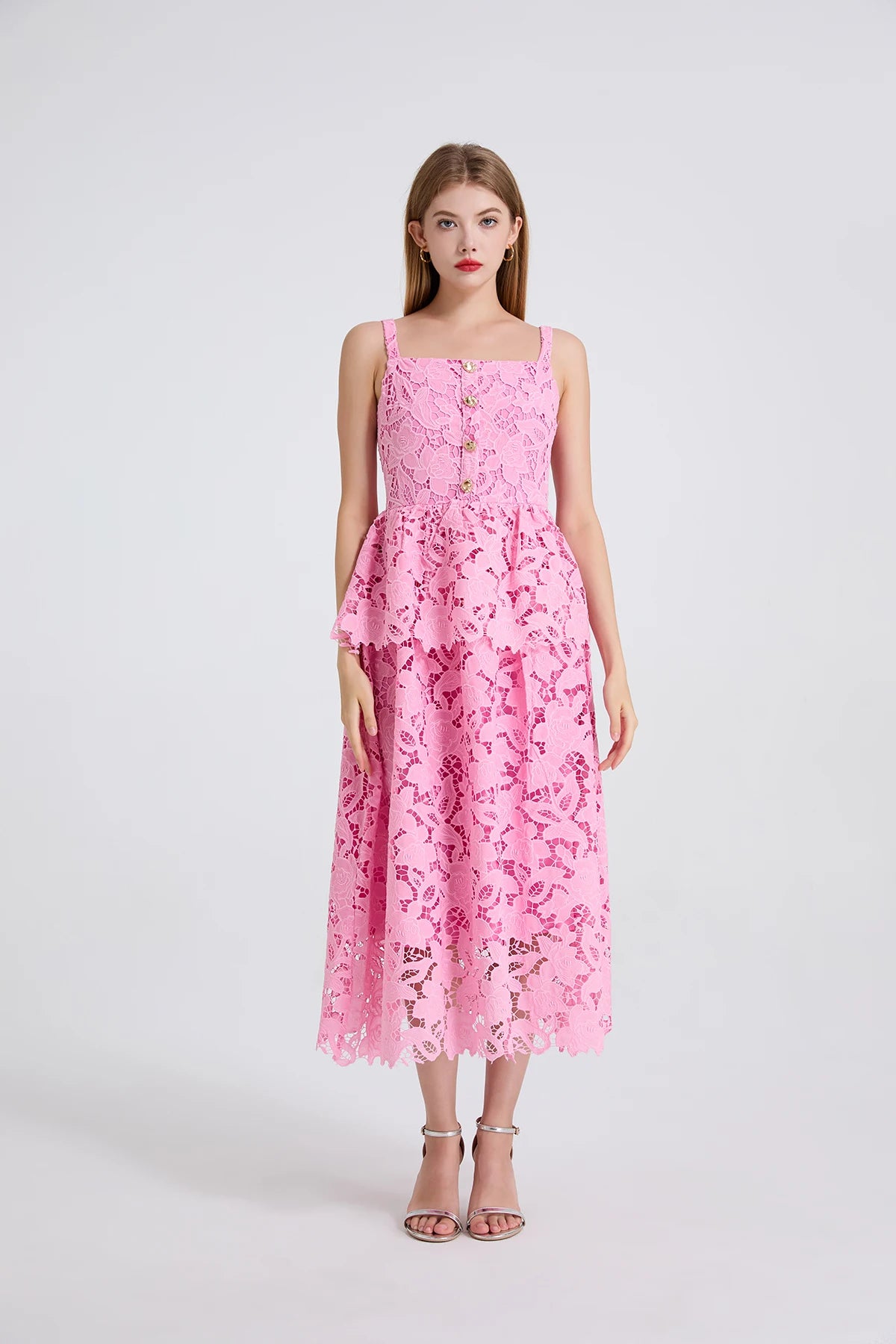 Women's Dress New Flower Embroidery Square Collar Long Dresses for Summer 2025 Backless Sleeveless Midi Dresses Party Dresses