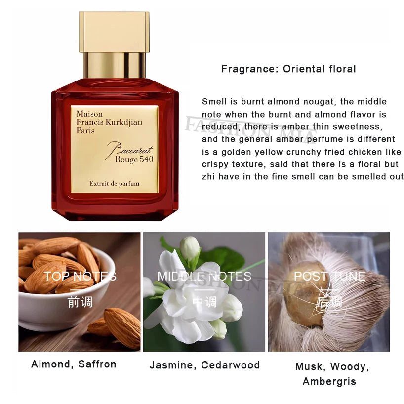 70ml Brand Rouge 540 Women Perfume Long Lasting Men Cologne Floral Pheromone Fragrance Gift Daily Work Dating Perfume