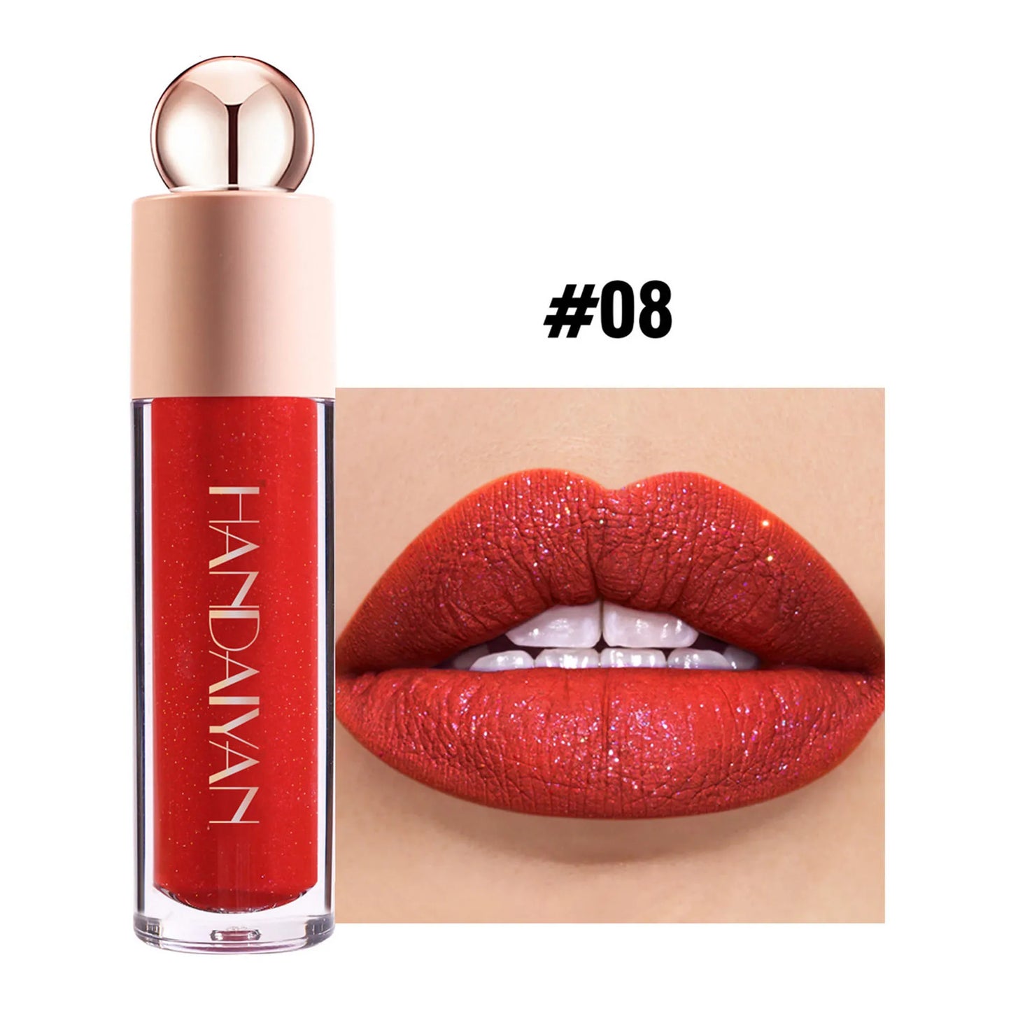 QIBEST Diamond Liquid Lipstick Moisturizing Lasting Purple Sparkling Waterproof Lip Gloss Matte Glitter Lipstick Korean Makeup