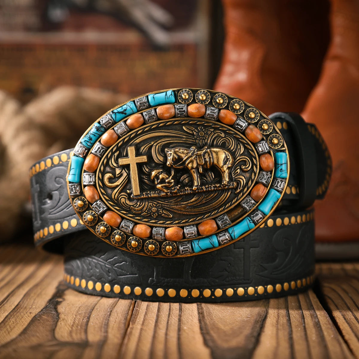 A casual and retro belt, a waist accessory for Western-style clothing, metal buckle, PU belt, suitable for both men and women