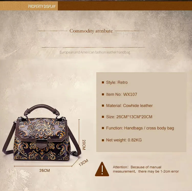 MOTAORA Womens Genuine Leather Luxury Handbag Handmade Embossed Vintage Shoulder Crossbody Bag New Arrival