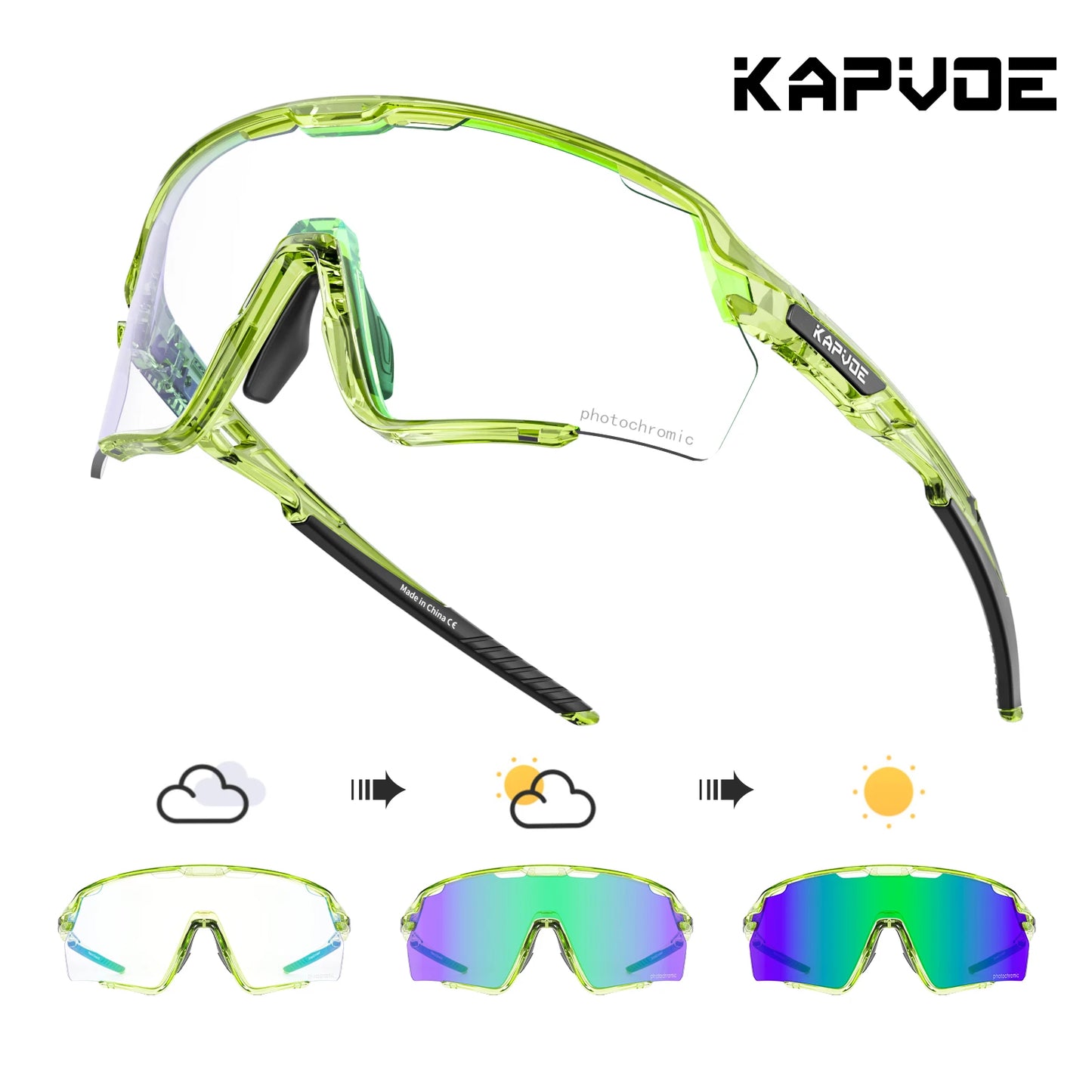 Kapvoe new Outdoor Photochromic Sunglasses Bicycle Cycling Glasses MTB Road Bike Eyewear Women Man Sports Hiking UV400 Goggles