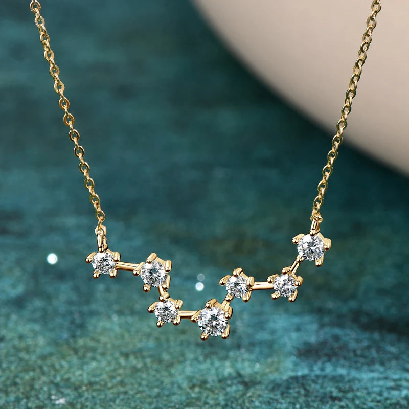 Lnngy Moissanite Necklace Sparkling 925 Sterling Silver Big Dipper Pendant Necklaces for Women Girls Birthday Jewelry Gifts