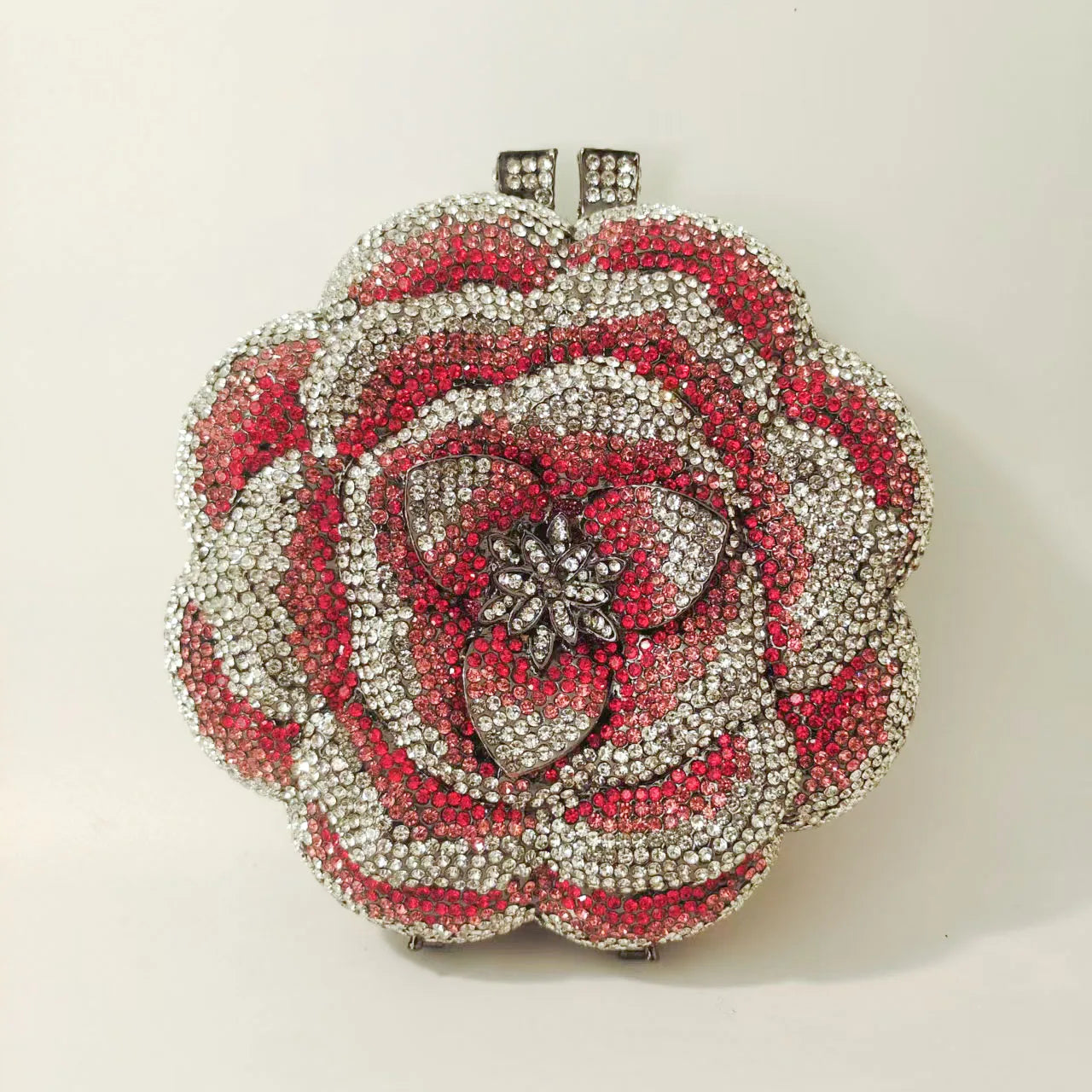 Rose Flower Pink/Green Rhinestones Evening Clutches Women Floral Yellow Crystal Evening Bags Bridal Wedding Party Clutch Purse