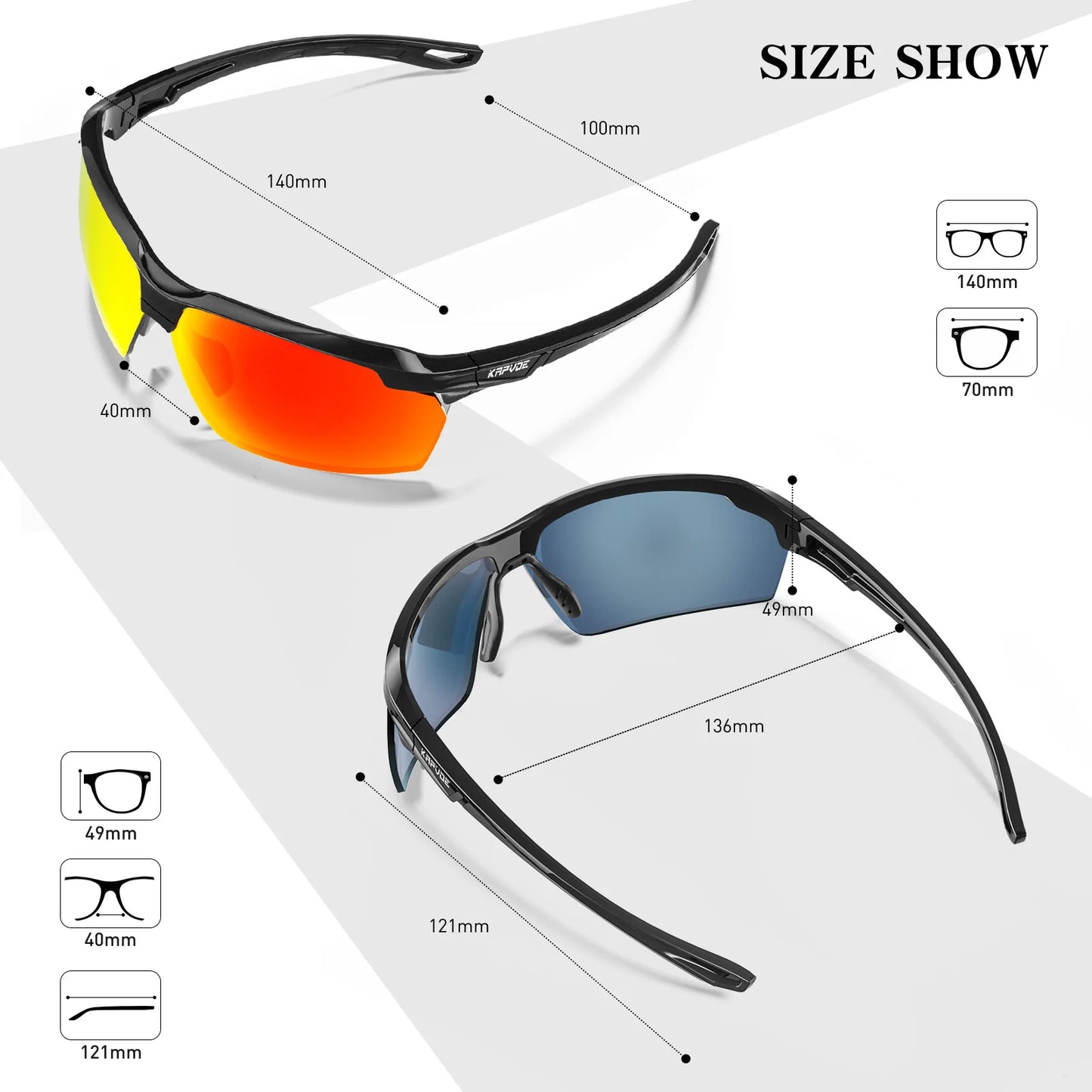 KAPVOE Polarized Cycling Glasses Sunglasses Sports Glasses MTB Glasses Cycling Glasses Men Road Bike for Women Cycle Goggles