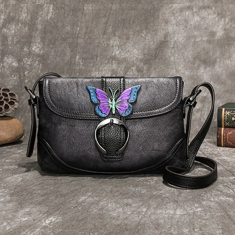 MOTAORA Women Bag Retro Genuine Leather Handbags For Women 2025 New Hand Painted Shoulder Bags Casual Small Messenger Bag Female