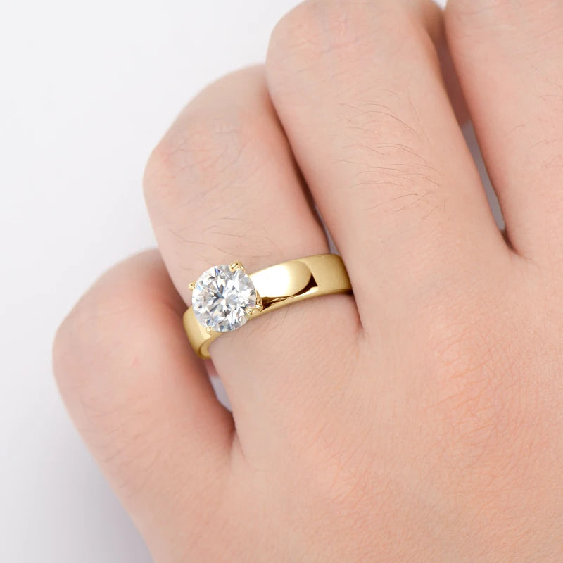 Lnngy 8mm Moissanite Solitaire Ring Certified 925 Sterling Silver Wide Chunky Rings For Women Girls Wedding Party Jewelry Gift