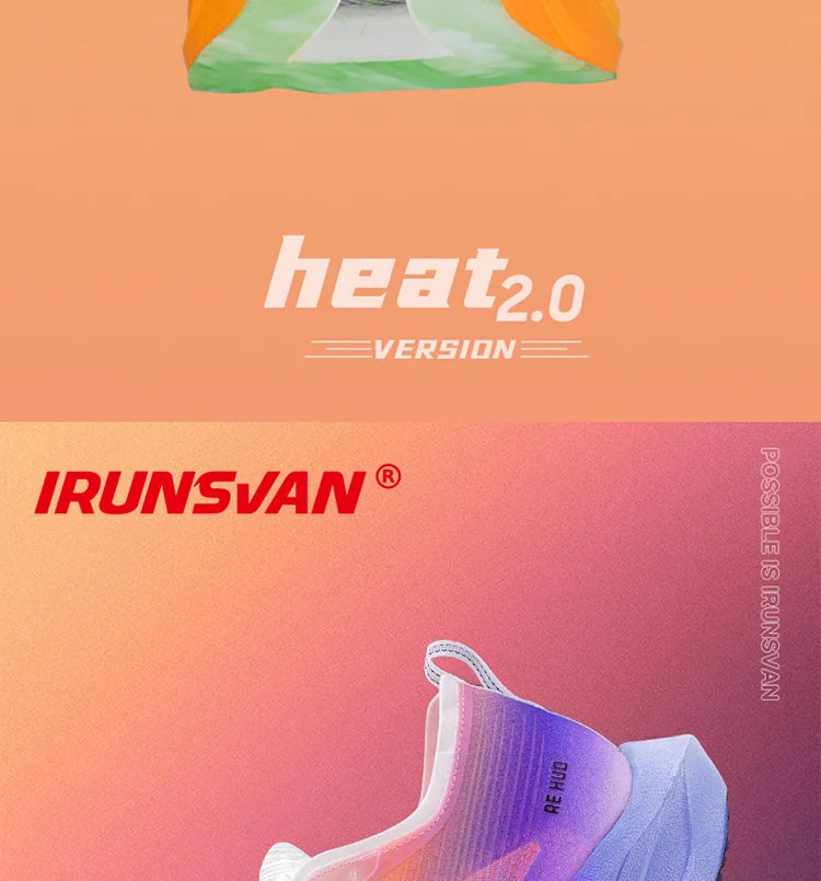 IRUNSVAN HEAT 2.0 Carbon Plate Sneakers Marathon Racing Professional Running Shoes Men Athletic Training Sport Shoes