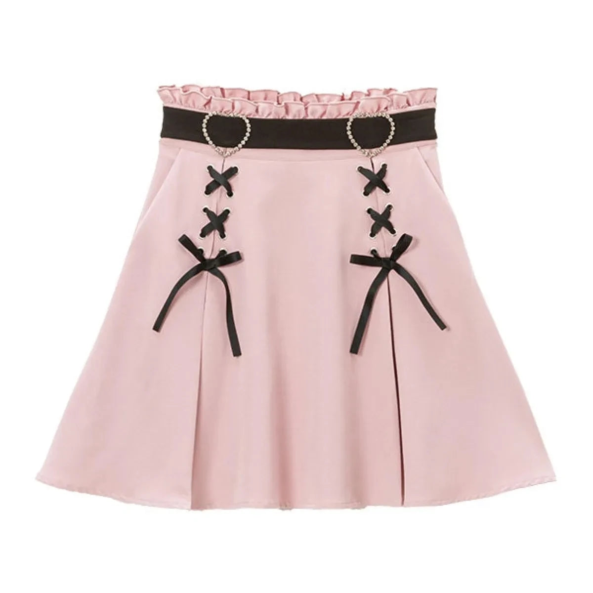2025 Y2k Aesthetic Harajuku Style Sweet Girl High Waist Mini Bandage Skirt Slim Women Solid Streetwear Gothic Jk Saia Feminina
