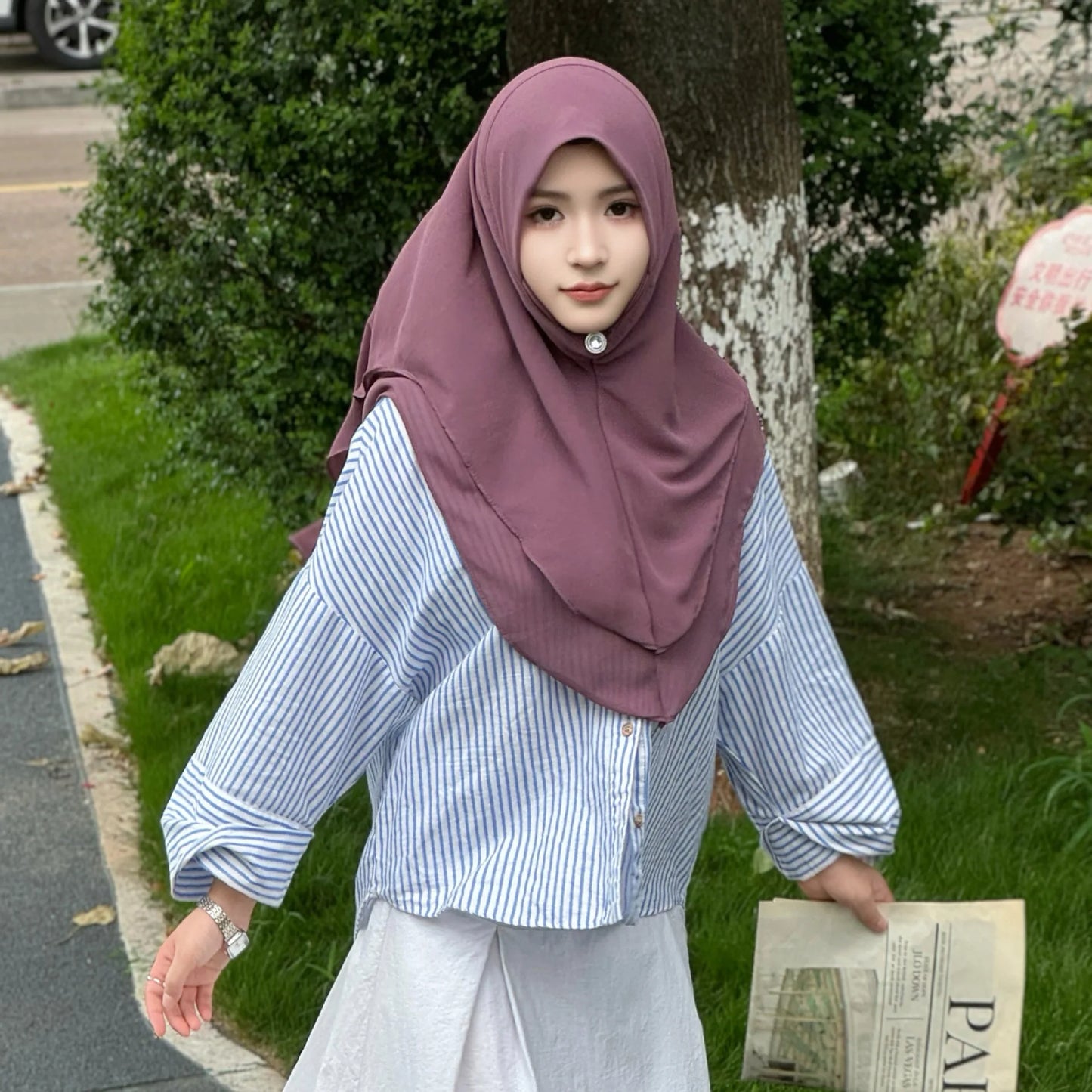 Double Layer Chiffon Turban for Women Muslim Hijab Malaysian Headwear Cap One Piece Amira Islamic Shawl Arab Headband Scarf