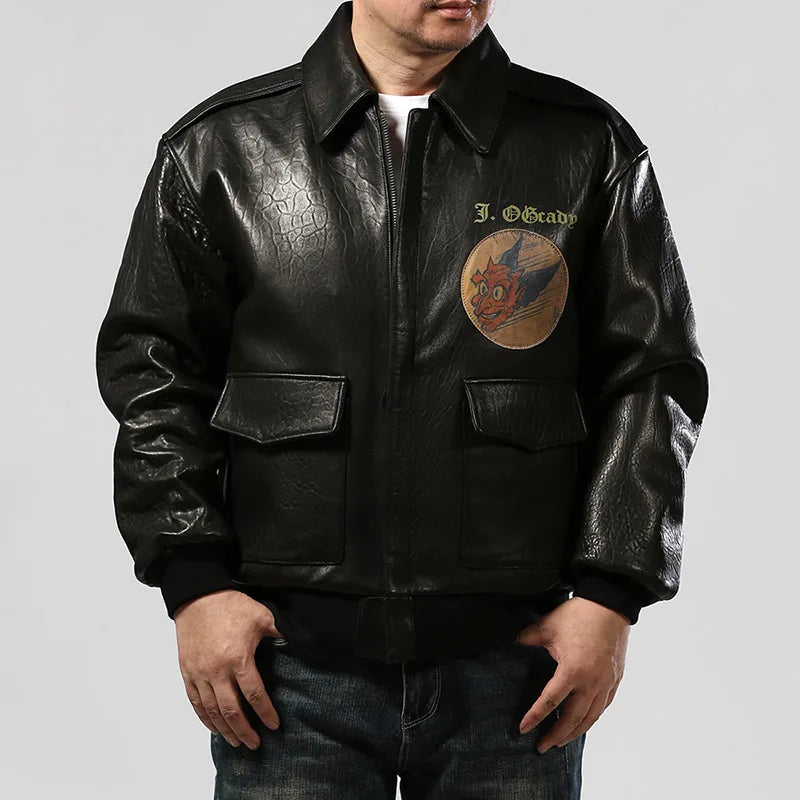 Saipan B29 Bomber Flight Suit Genuine Leather Jacket Men's New Zealand Sheepskin Fat Plus Size Bubble Leather Leather Coat tops