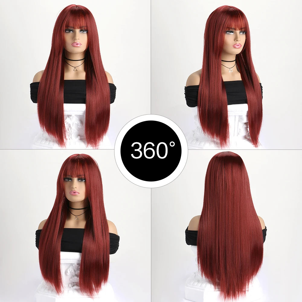 26Inch Colour Wig Long Straight Synthetic Wig for Women Fashion Wig for for Daily Halloween Costume Party Cosplay 