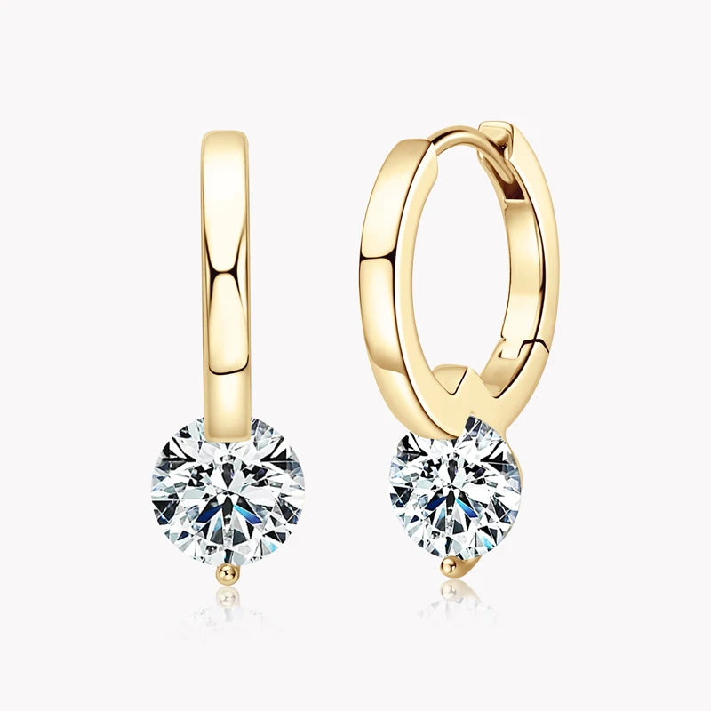 Solitaire 1ct D Moissanite Earrings for Women 2023 Diamond Sterling Silver Hoop Earrings 925 Drop Earrings Girls 14k Gold Plated