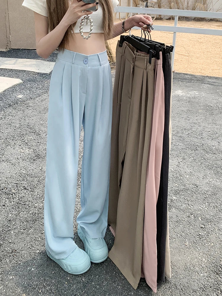 plus Size Women's Casual Wide Leg Pants High Waist Slimming Trousers Versatile Spring Faion Korean Sle Commute Pants
