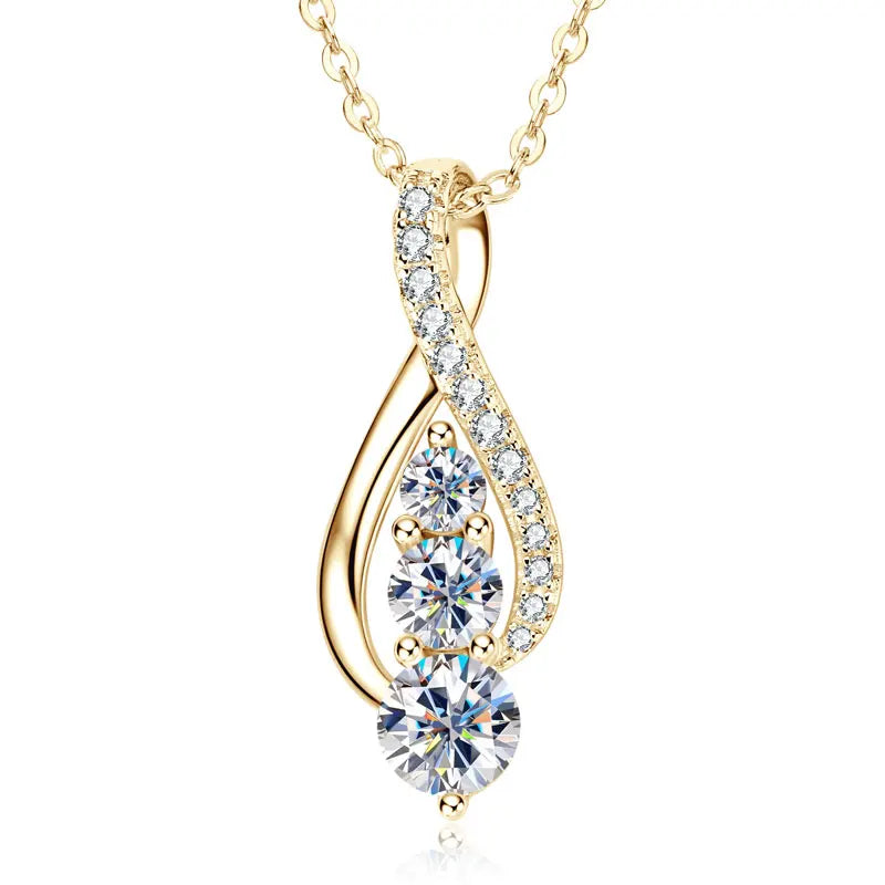 Lnngy 925 Sterling Silver Infinity Pendant Necklaces 5mm&4mm&3mm Moissanite Necklace for Couples Valentine's Day Jewelry Gift