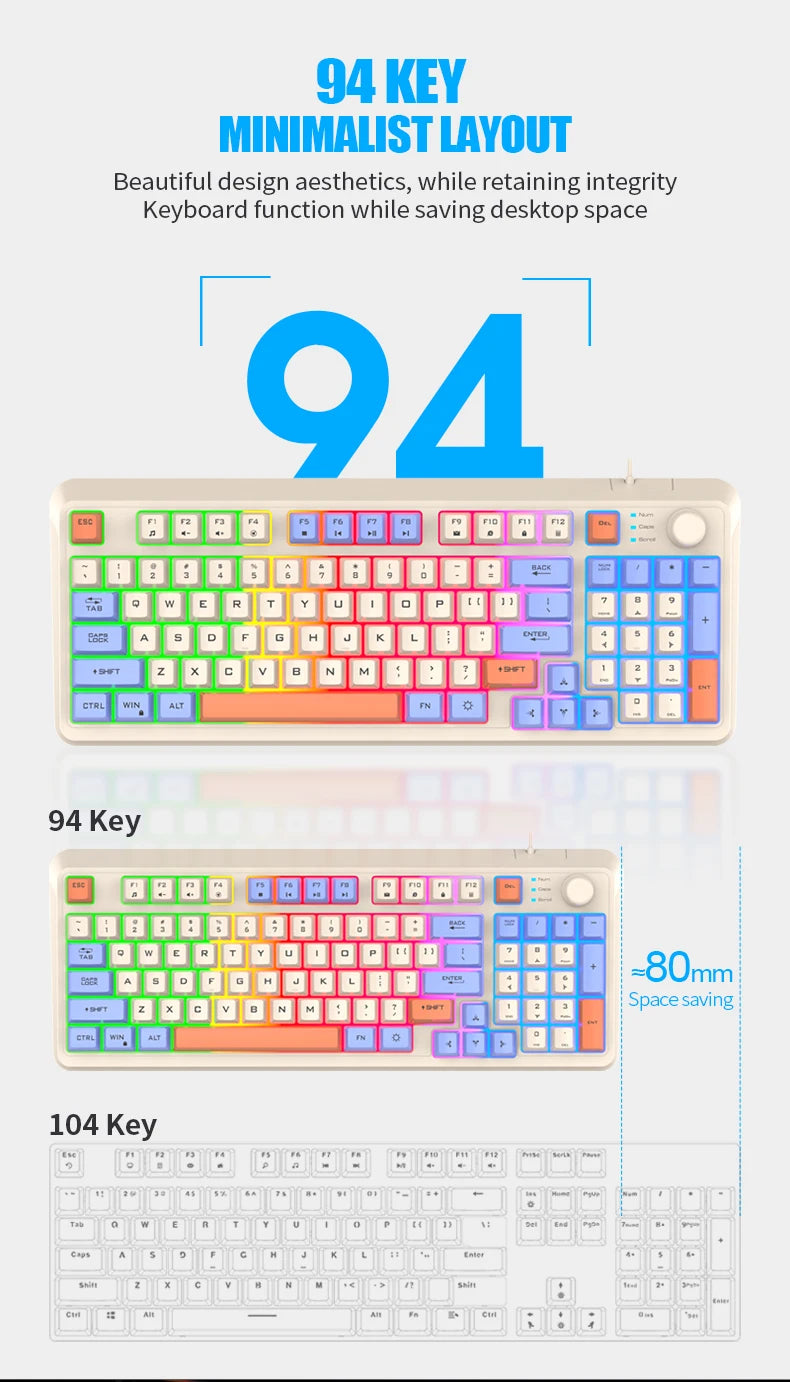 K820 USB Wired Game Keyboard Mouse Set Illuminated Desktop/Laptop Home Office Female Male Keyboard