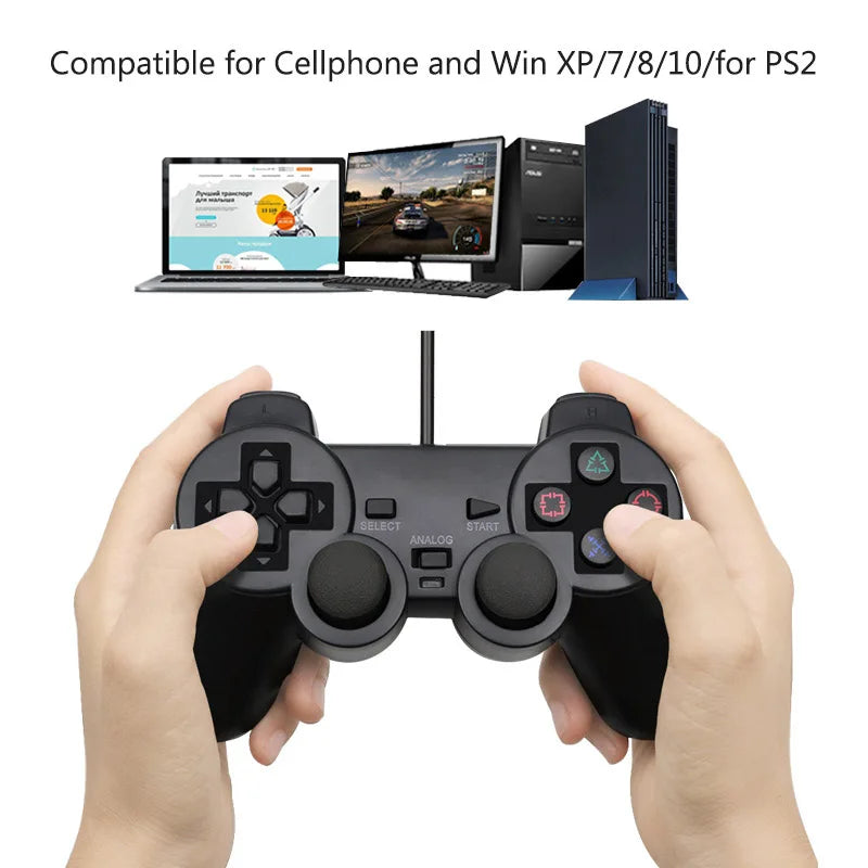 Wired Gamepad for Sony PS2 Controller for Mando PS2/PS2 Joystick for Playstation 2 Vibration Shock Joypad Wired USB PC Controle