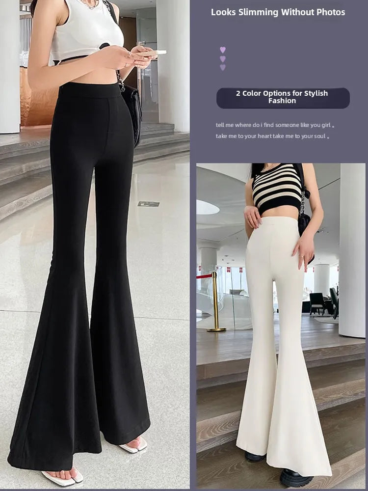 Bla Slimming High Waist Wide Leg Pants Women's Summer Thin Extended Tall Micro Flared Casual Drapey Commute Sle Trousers