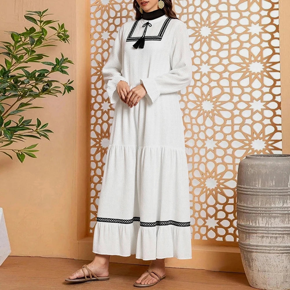 Rafiah Women's Arabian Dress Autumn Winter 2025 Fashion Solid Color Long Sleeve Mock Neck Arabian Dress For Women