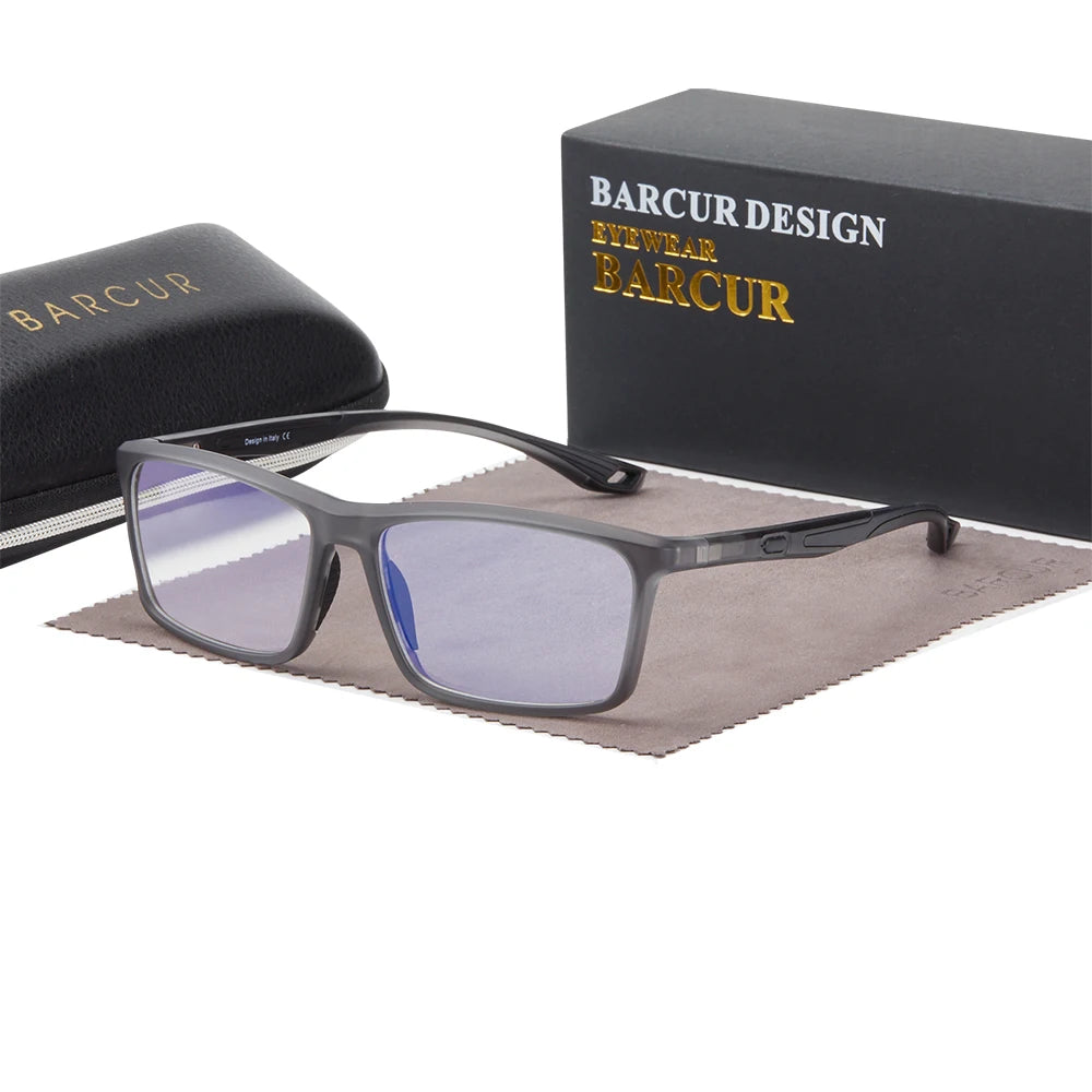 BARCUR Anti-Blue Light Glasses TR-90 Secondary Footnote Square Frame Men women Fashion Same Style Eye Goggles Appare Accessories