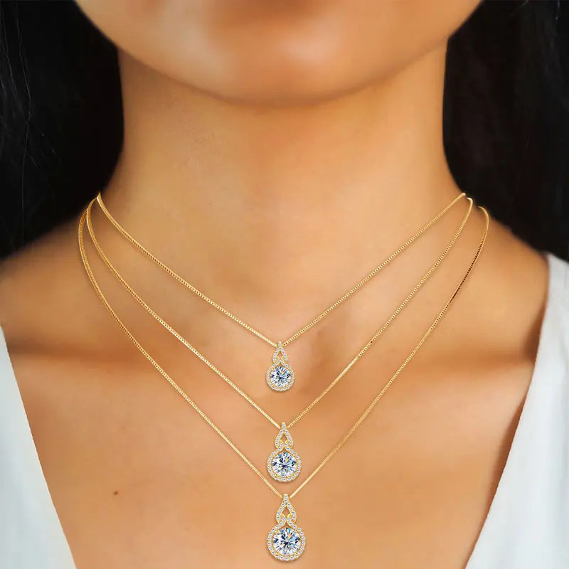Lnngy Test GRA Passed 1ct/2ct/3ct Moissanite Necklace 925 Sterling Silver Gourd Shaped Pendant Necklaces For Women 2025 Jewelry