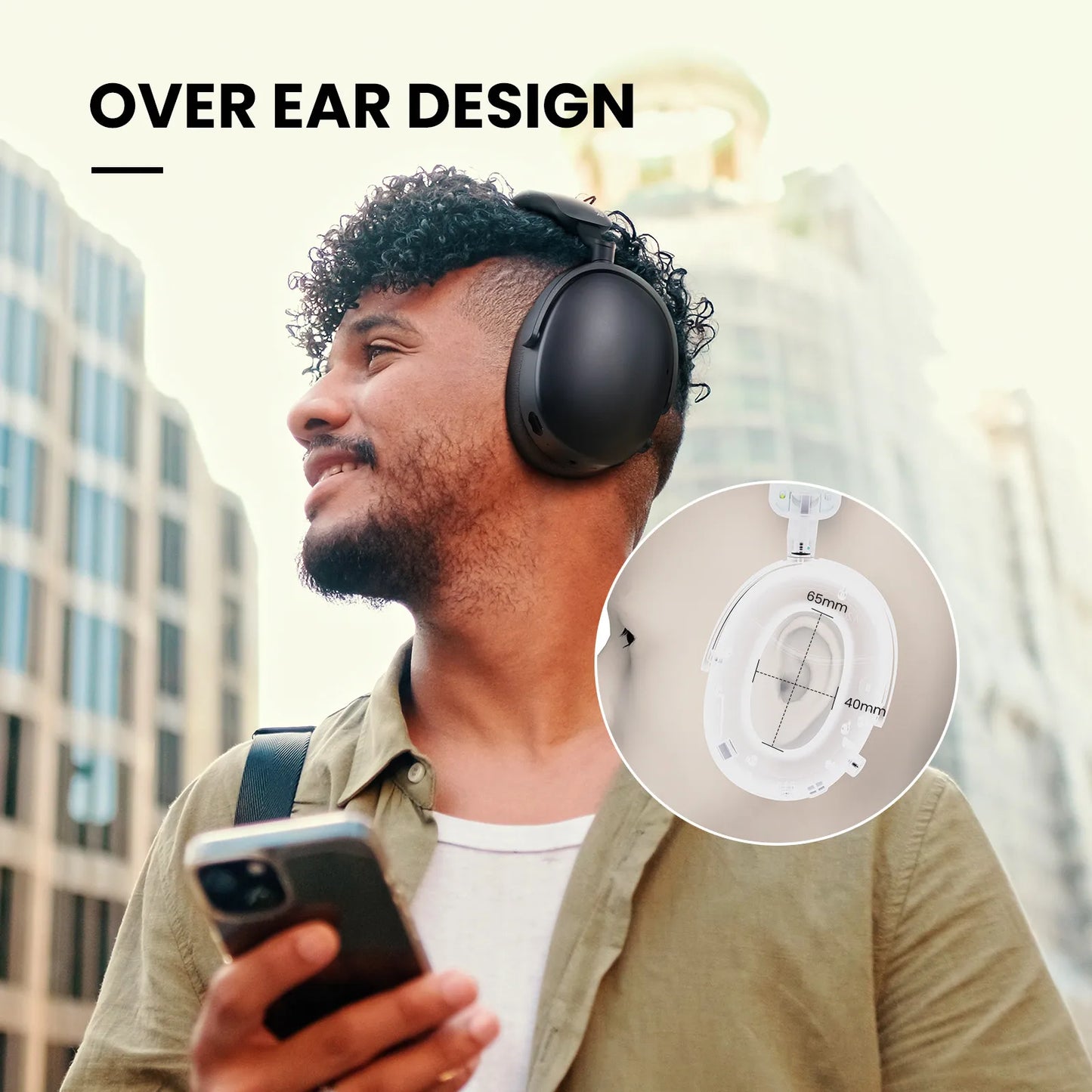 Oneodio SuperEQ A200 ANC Wireless Bluetooth 5.4 Headphones Active Noise Canceling Over Ear Headset With ENC Mic Hi-Res Audio APP