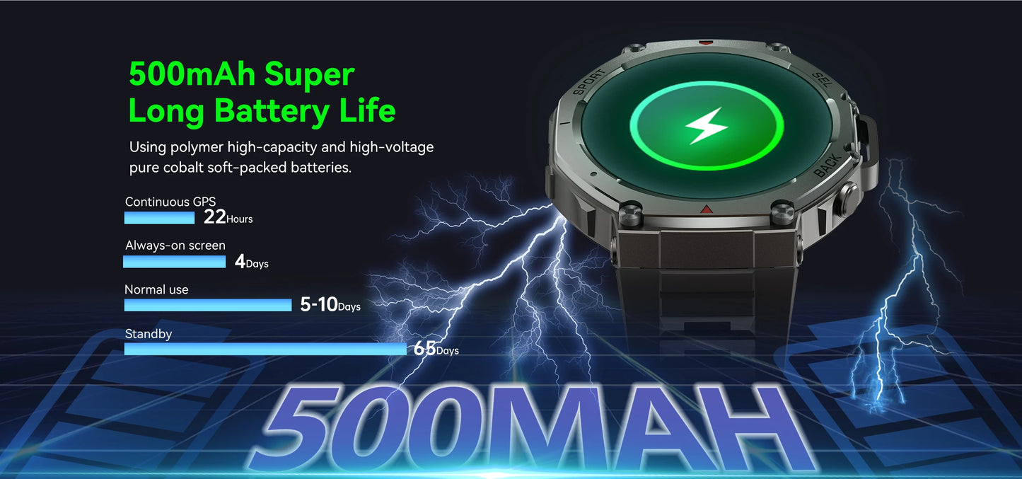 LIGE Fashion Smart Watch Bulit-in GPS Compass Altimeter Barometric 5ATM Waterproof AMOLED Screen Bluetooth Call Sport Smartwatch