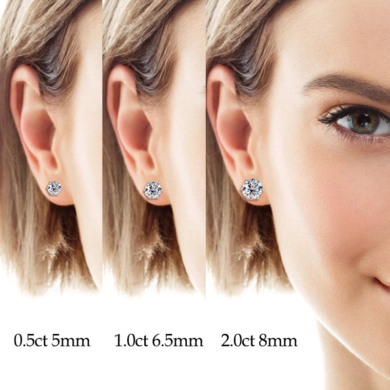 IOGOU Real 925 Silver Moissanite Jewelry Set Gold Plated 0.5-2ct Stud Earrings Solitaire Pendant Necklace Set for Women Men Gift