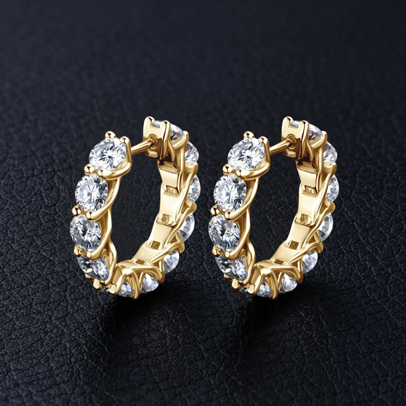 Lnngy Round Cut 4mm 0.3ct Moissanite Earring 925 Sterling Silver Hoop Earrings For Women zilveren oorbellen 925 zilver Jewelry