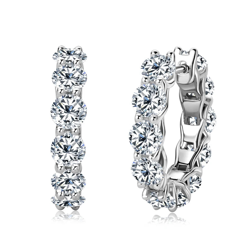 Lnngy Round Cut 4mm 0.3ct Moissanite Earring 925 Sterling Silver Hoop Earrings For Women zilveren oorbellen 925 zilver Jewelry