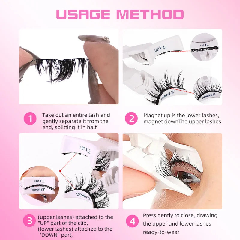Magnetic False Eyelashes No Glue Needed - 3D Mink Eye Lashes Dramatic & Natural Look, Reusable Strip Lash Set