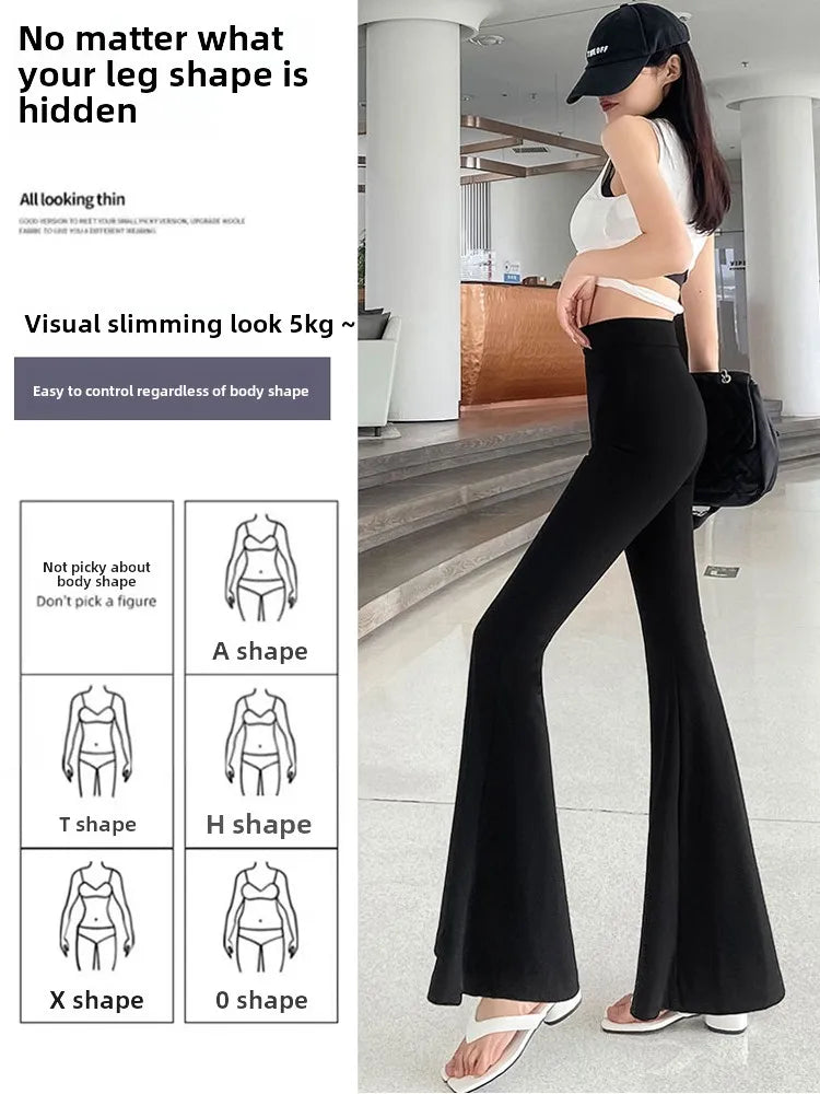 Bla Slimming High Waist Wide Leg Pants Women's Summer Thin Extended Tall Micro Flared Casual Drapey Commute Sle Trousers
