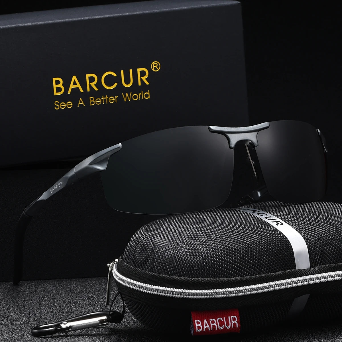 BARCUR Orange Fashion Polarized Sunglasses Aviation Aluminum Magnesium Alloy Metal Half Frame Glasses Men And Women Sunglasses
