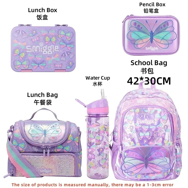 Genuine Australia Smiggle Backpack Butterfly School Bag Cartoon Series Anime Backpack Student Gift Separate Purchases