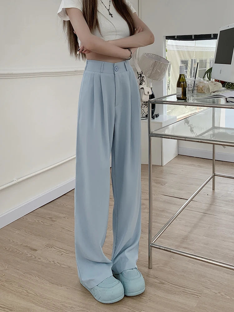 plus Size Women's Casual Wide Leg Pants High Waist Slimming Trousers Versatile Spring Faion Korean Sle Commute Pants