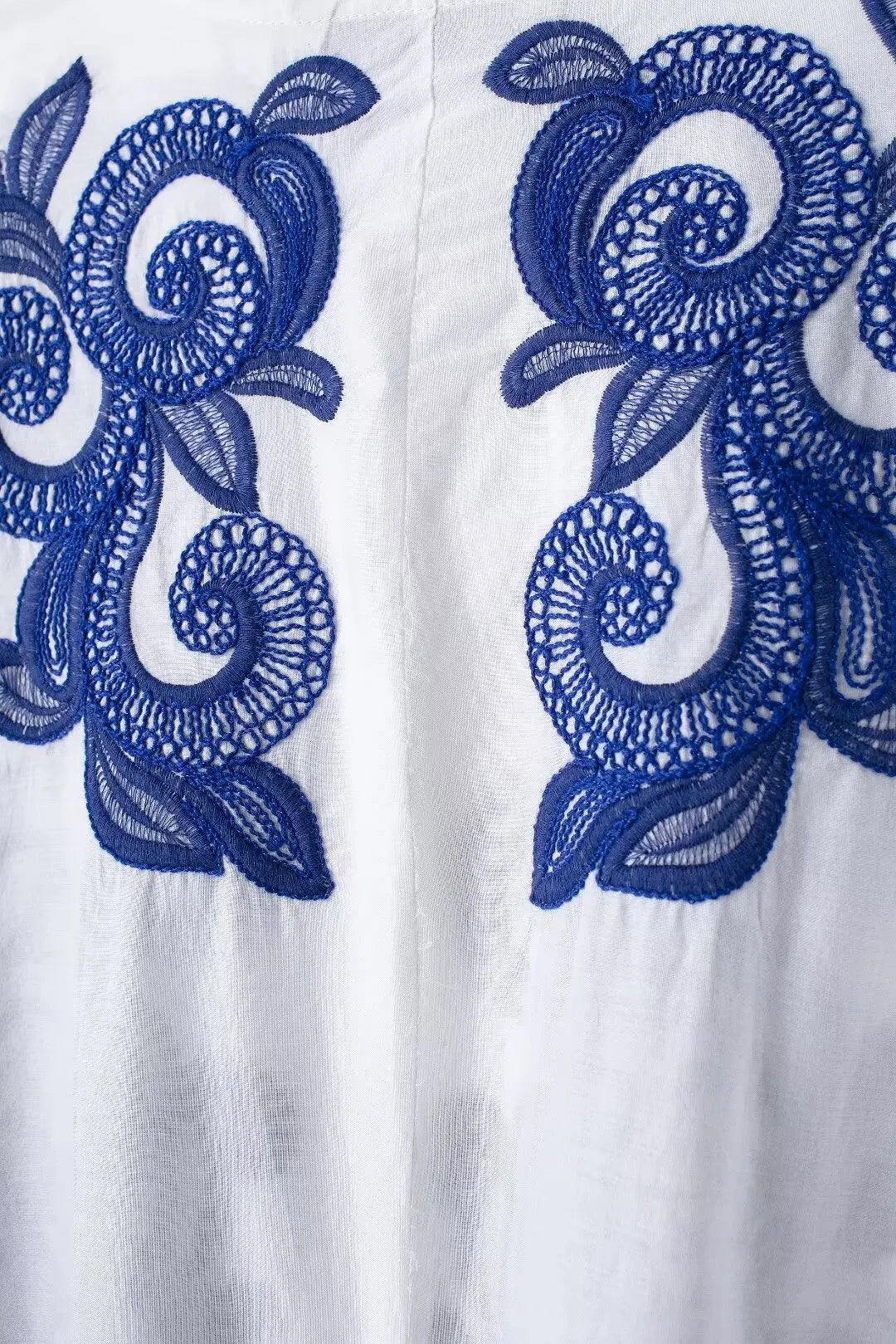 TRAFZA 2024 Women Skirt Set Blue Embroidery Three Quarter Bat Sleeve Shirt +Folds A Line Long Skirt Casual Loose Beach Holiday
