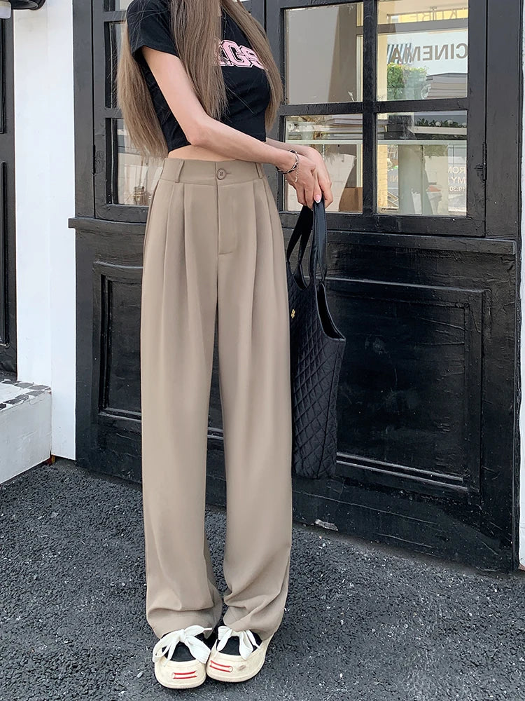 plus Size Women's Casual Wide Leg Pants High Waist Slimming Trousers Versatile Spring Faion Korean Sle Commute Pants