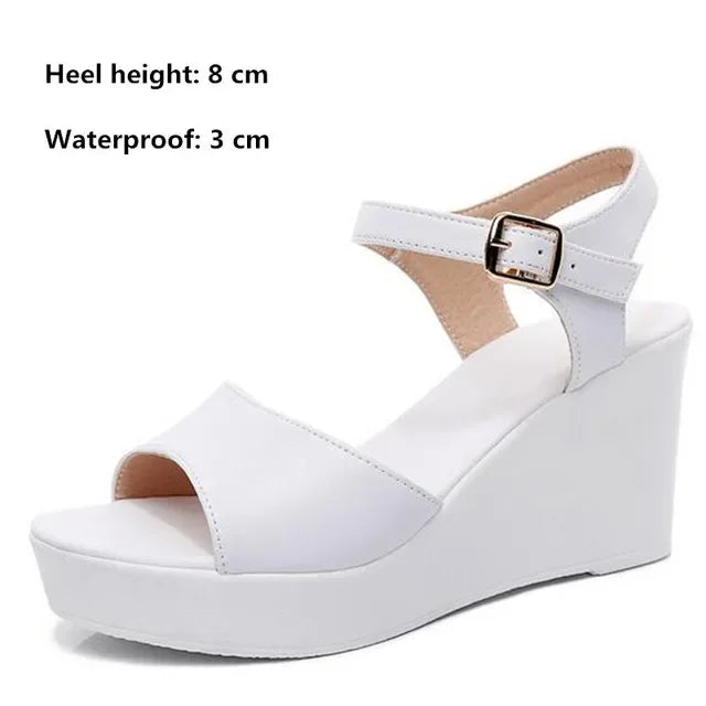 Women’s Genuine Leather wedges Sandals – Elegant Party Wear